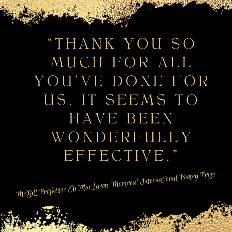 Testimonial from Montreal International Poetry Prize