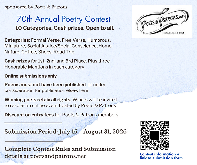 Annual Poetry Contest sponsored by Poets & Patrons