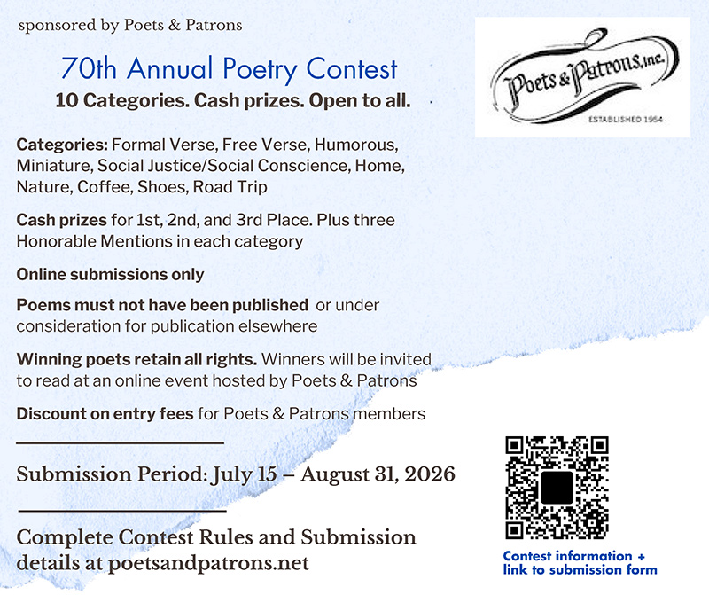 Annual Poetry Contest sponsored by Poets & Patrons