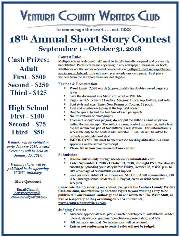 Ventura County Writers Club Short Story Contest