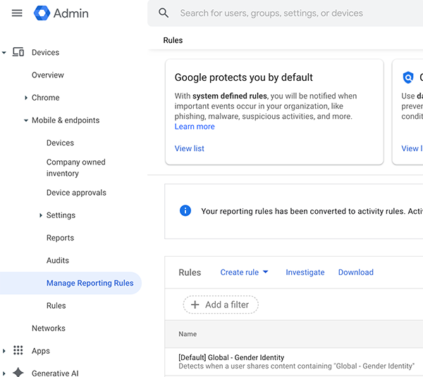 Google rule on gender identity