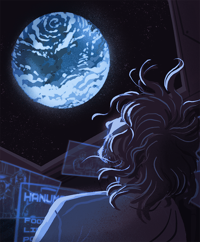 Illustration for Black Sky, Blue Earth by Magnus van der Marel