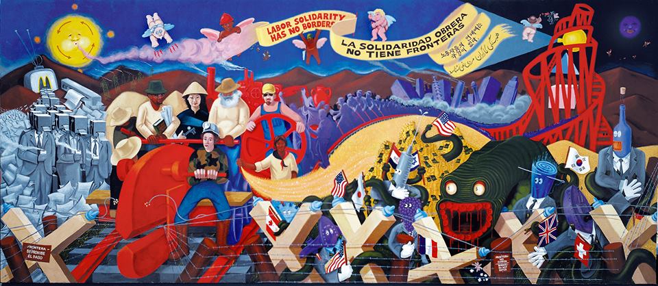 'Labor Solidarity has no Borders', a mural by Mike Alewitz